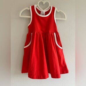 Hanna Andersson Red Sleeveless Dress with White Trim 2T